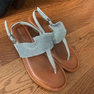Silver rhinestone sandals
